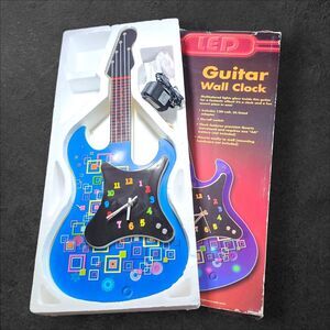 LED Guitar Wall Clock Light Up Big Lots RARE Plugs In On/Off Switch Quartz